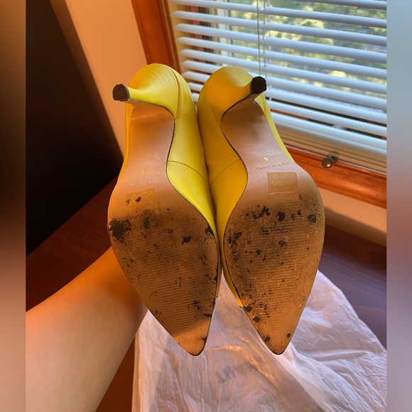 Asos Bright Yellow Mary Jane Heels with Metal Toecap UK4 US6 - Picture 6 of 8
